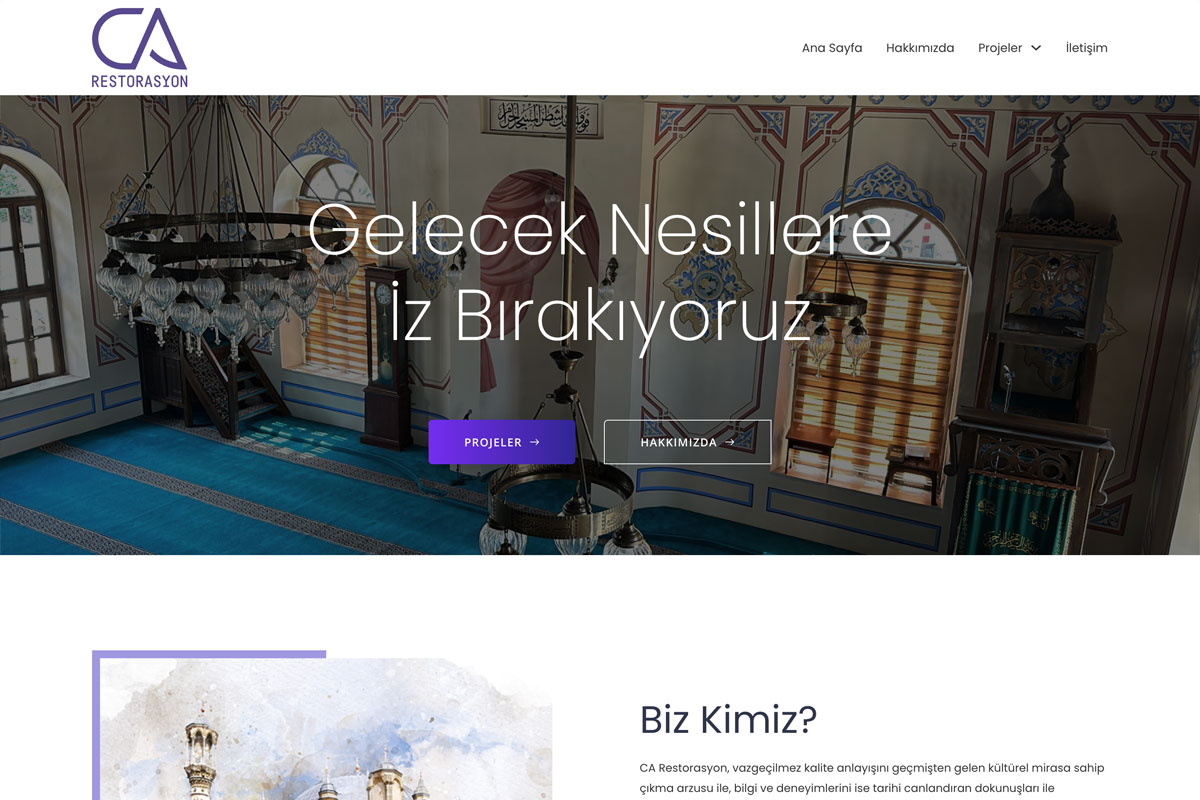 CA Restorasyon — Tarihi Yapı Restorasyonunda Güven Veren Kurumsal Web Sitesi