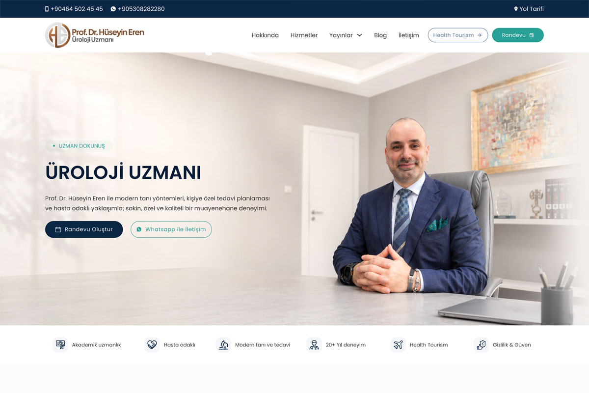 Prof. Dr. Hüseyin Eren — Üroloji Uzmanı İçin Güven Veren Kişisel Web Sitesi