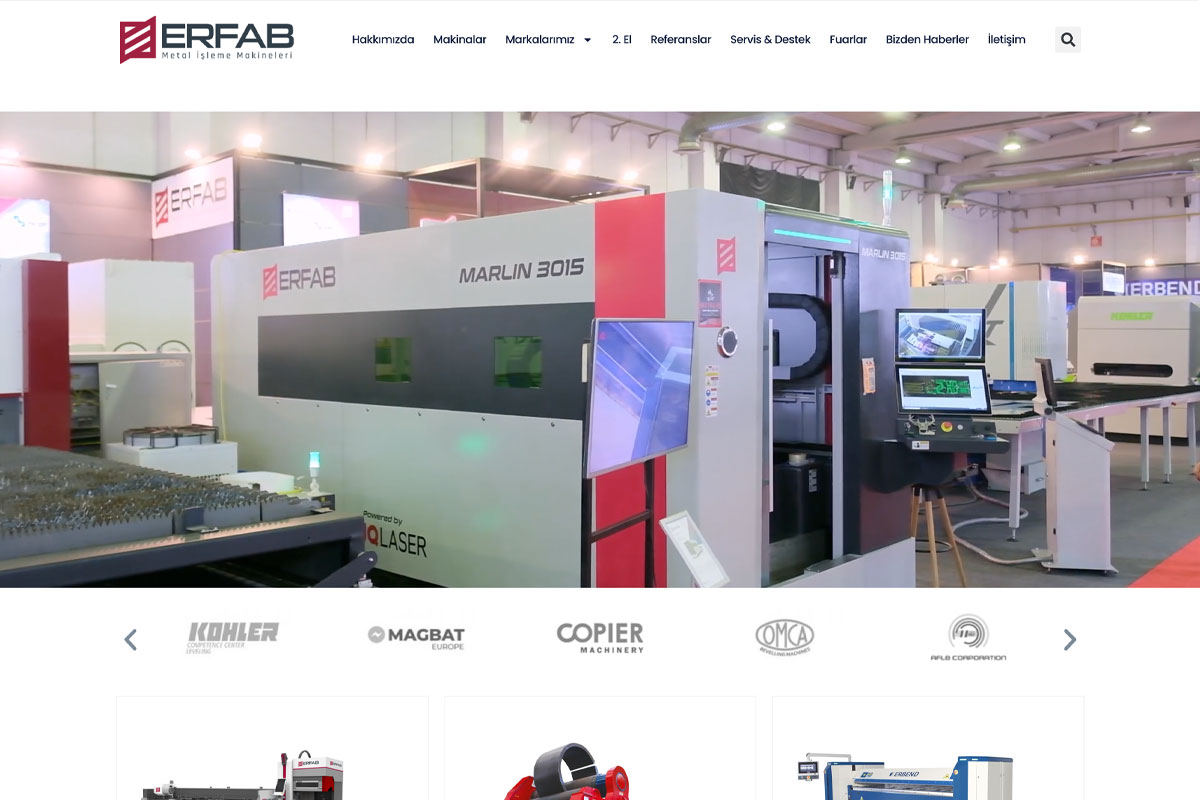 Erfab Makine — Metal İşleme Makineleri İçin Çok Markalı Kurumsal Web Sitesi