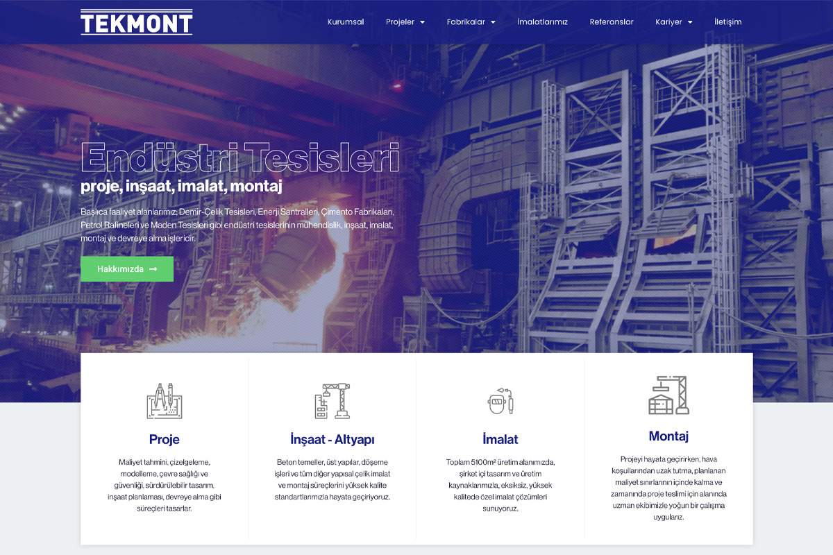 Tekmont — Ağır Sanayide Güven Veren Kurumsal Web Sitesi