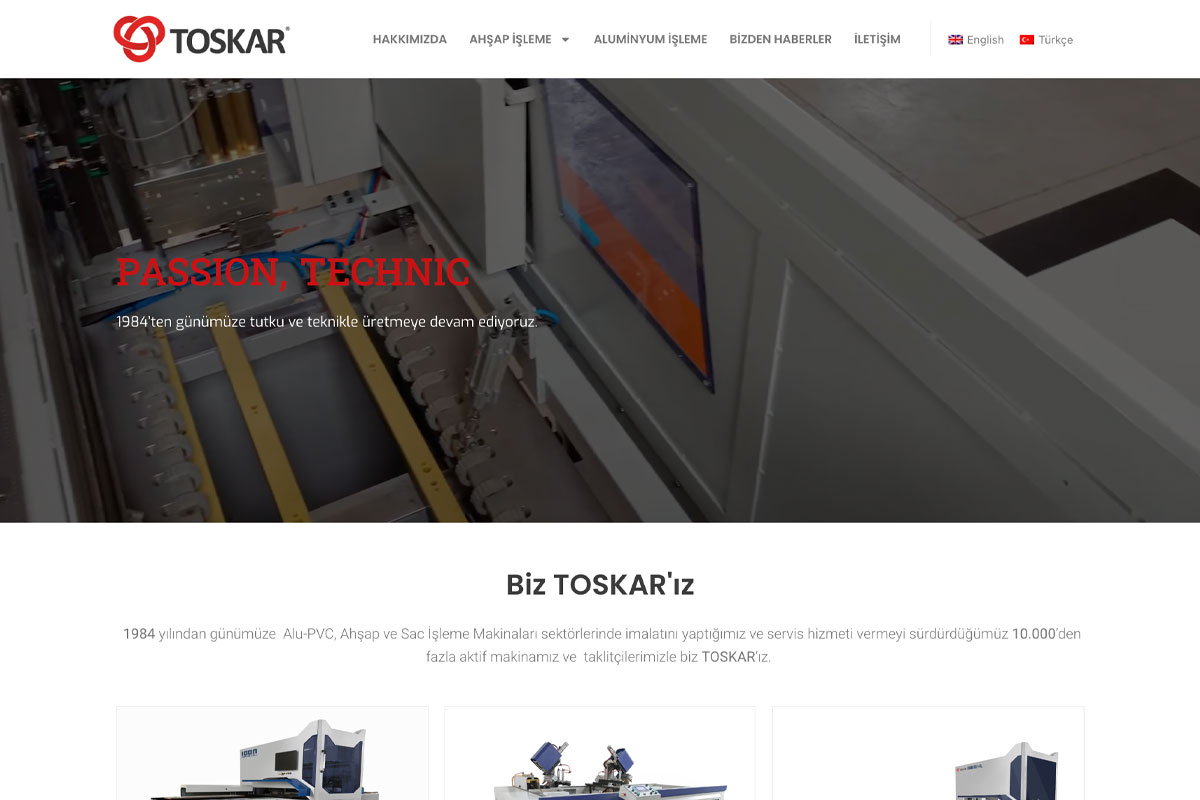 Toskar Makina — 1984'ten Beri Süren Ustalığı Anlatan Kurumsal Web Sitesi